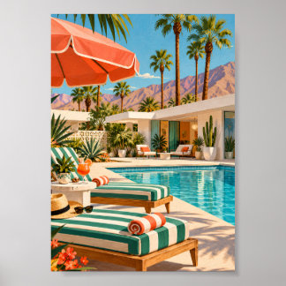 Affiche palm springs, mid century modern, retro art, vinta