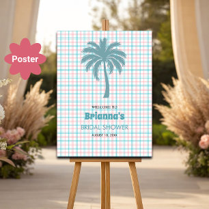 Affiche Palm Tree Azure Rose À damiers Bienvenue à la nais