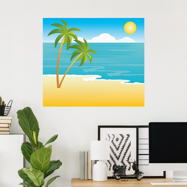 Affiche Palm Tree Beach Scene (Créateur téléchargé)