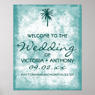 Affiche Palm Tree Beach Tropical Mariage Bienvenue