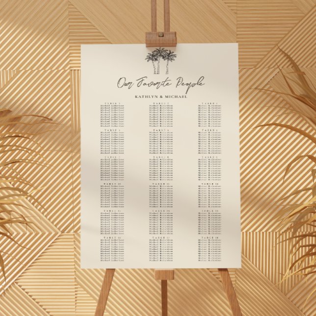 Affiche Palm Tree Beach Wedding 18 Table Seating Chart (Créateur téléchargé)