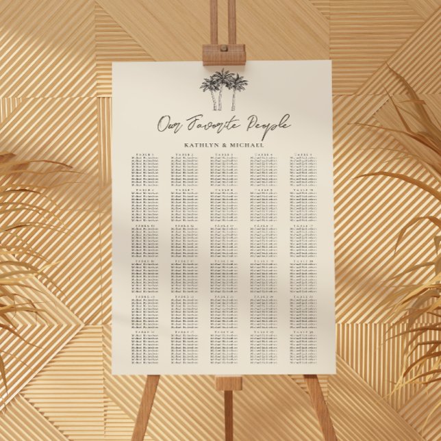 Affiche Palm Tree Beach Wedding 30 Table Seating Chart (Créateur téléchargé)