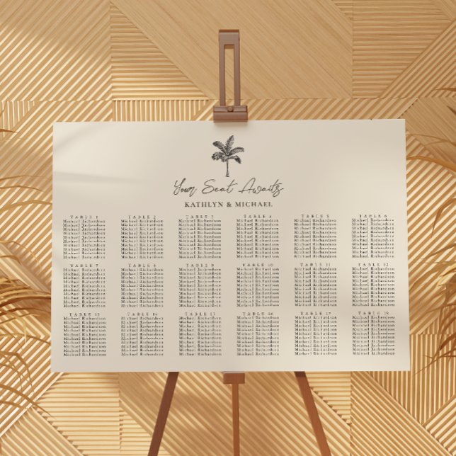Affiche Palm Tree Destination Mariage 14 Table Seating (Créateur téléchargé)