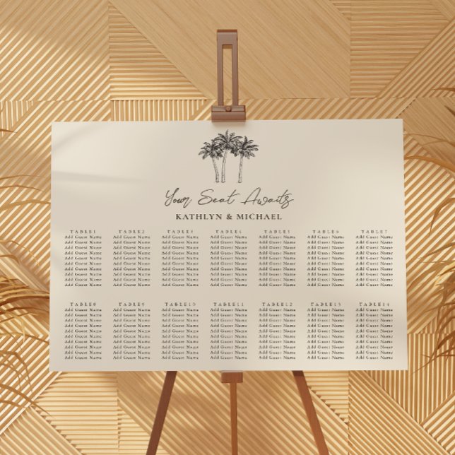 Affiche Palm Tree Destination Mariage 14 Table Seating (Créateur téléchargé)