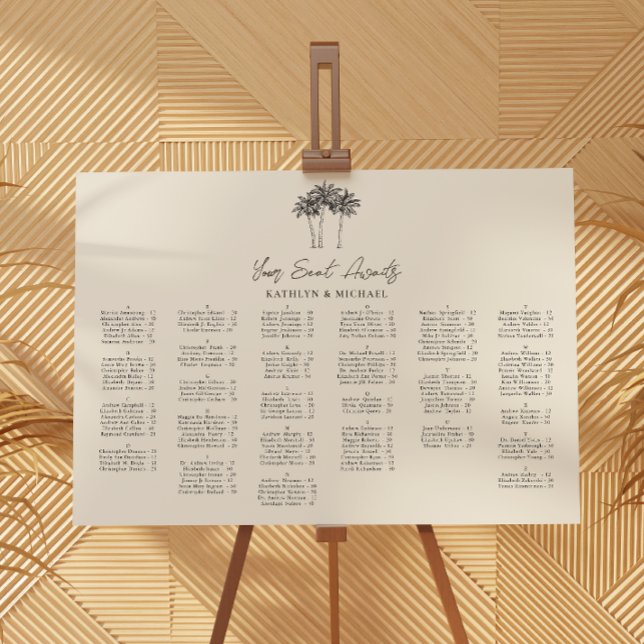 Affiche Palm Tree Destination Mariage Siège Alphabétique (Créateur téléchargé)