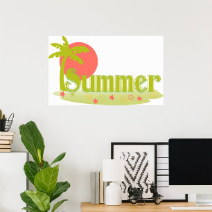 Affiche Palm Tree été avec soleil et plage