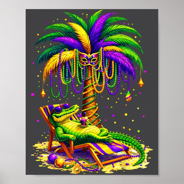 Affiche Palm Tree Mardi Gras Hawaiian Trocal Louisiana All (Devant)