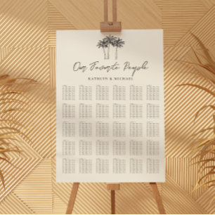 Affiche Palm Tree Modern Mariage 30 Table Seating Chart