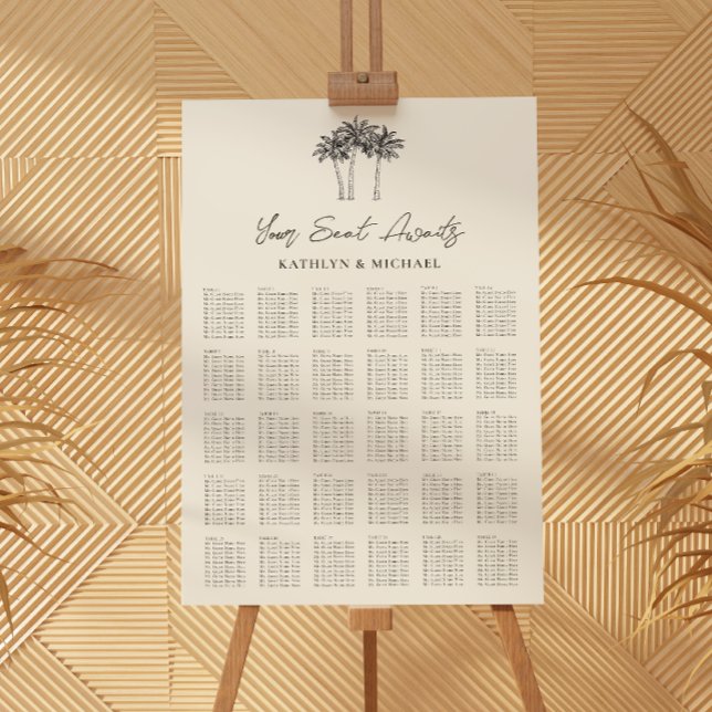 Affiche Palm Tree Modern Mariage 30 Table Seating Chart (Créateur téléchargé)