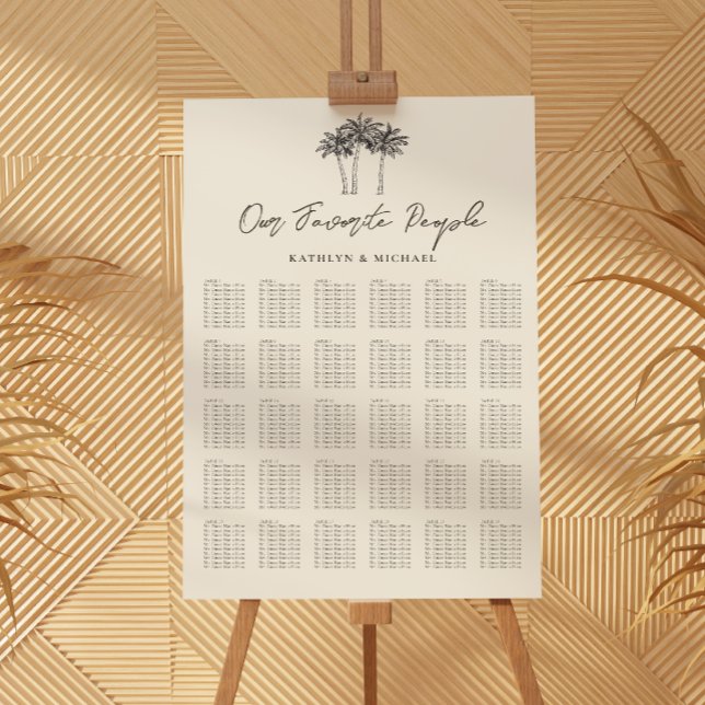 Affiche Palm Tree Modern Mariage 30 Table Seating Chart (Créateur téléchargé)