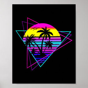 Affiche Palm Tree Rétro Palm Tree 80s 80s Vaca d'été des a
