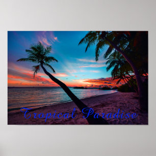 Affiche Palm Tree Sandy Beach Tropical Paradise Island