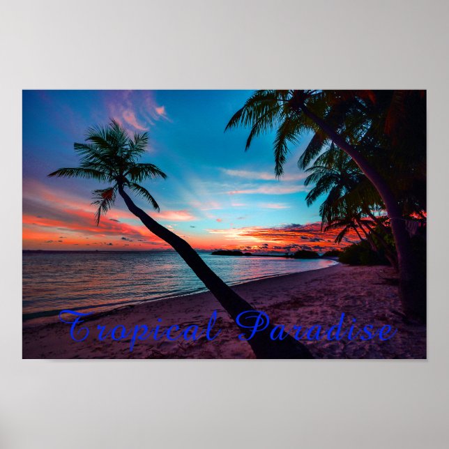 Affiche Palm Tree Sandy Beach Tropical Paradise Island (Devant)