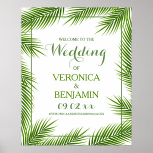 Affiche Palm Tropical Feuilles Beach Mariage Bienvenue