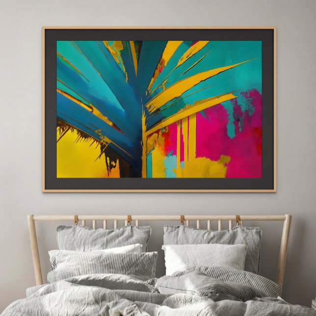 Affiche Palme d'or – Énergie Tropicale Abstraite (Golden Palm – Abstract Tropical Energy)