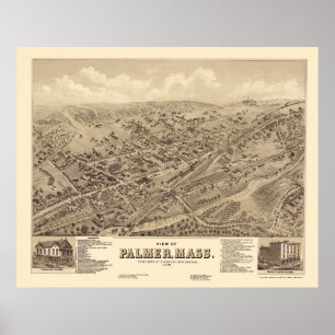 Affiche Palmer, carte panoramique de mA - 1879
