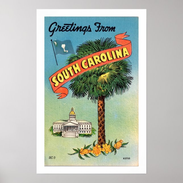 Affiche Palmetto Palm de Caroline du Sud 16x24 Imprimer (Devant)