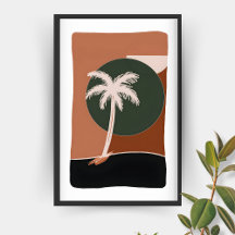 Palmier Abstrait minimaliste dans les tons terre