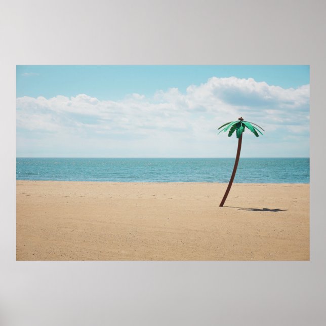 Affiche Palmier artificiel vert en bord de mer (Devant)
