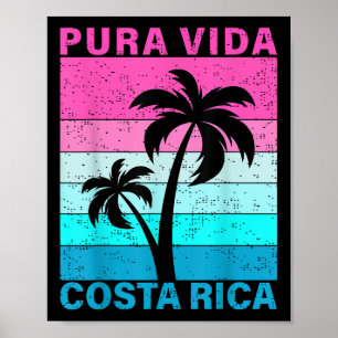Affiche Palmier au coucher du soleil rétro Costa Rica Vaca