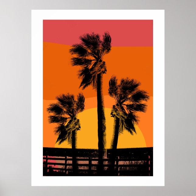 Affiche Palmier de la plage de Sunset (Devant)