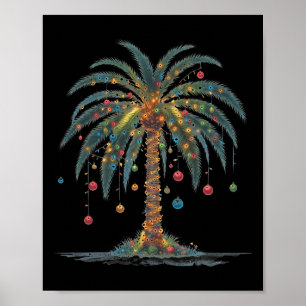 Affiche Palmier de Noël Joyeux Noël Tropical Chris