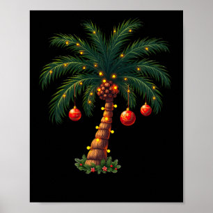 Affiche Palmier de Noël Lumières Festives Tropical S
