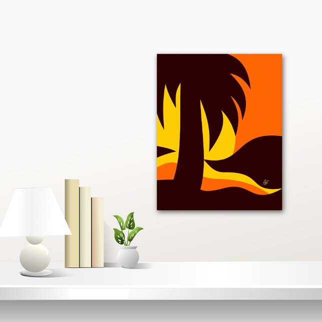 Affiche Palmier En Silhouette Coucher Du Soleil (Palm tree in sunset Abstract)