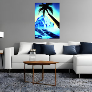 Affiche Palmier près de l'iceberg et de la mer   AI Art Po