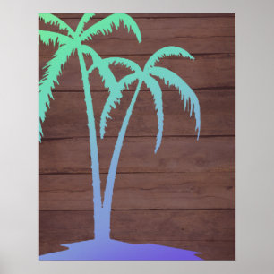 Affiche Palmier rustique en bois