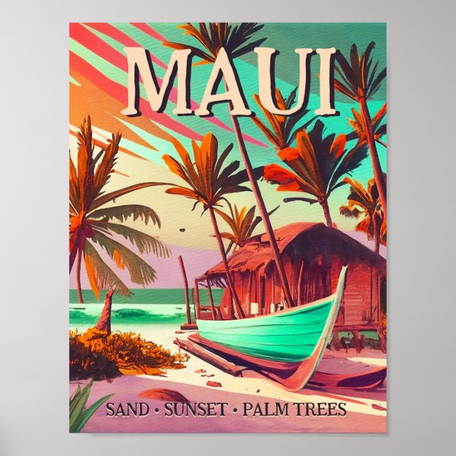 Affiche Palmier tropical de l'île de Maui Hawaii dans les  (Devant)
