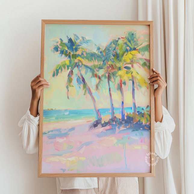 Affiche Palmier tropical Pastel Mur Côtier Art (Créateur téléchargé)