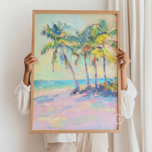 Affiche Palmier tropical Pastel Mur Côtier Art