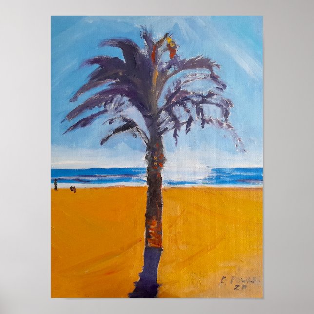 Affiche Palmier Tropical Plage Ensoleillée (Devant)