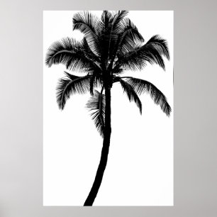 Affiche Palmier tropicale hawaïenne rétro Silhouette Noir