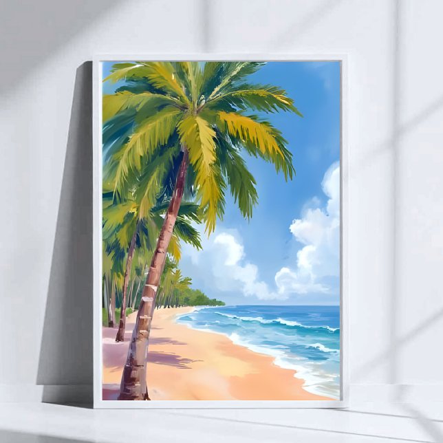 Affiche Palmiers de plage de Maui Hawaii Peinture (Créateur téléchargé)