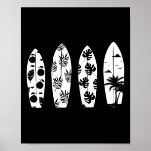 Affiche Palmiers de planche de surf Surfant surfeur Vagues
