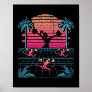 Affiche Palmiers de pom-pom girls Tropical 80s Vaporwave C