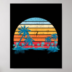 Affiche Palmiers de Sunset Beach Vibes d'été Rétro Tropica