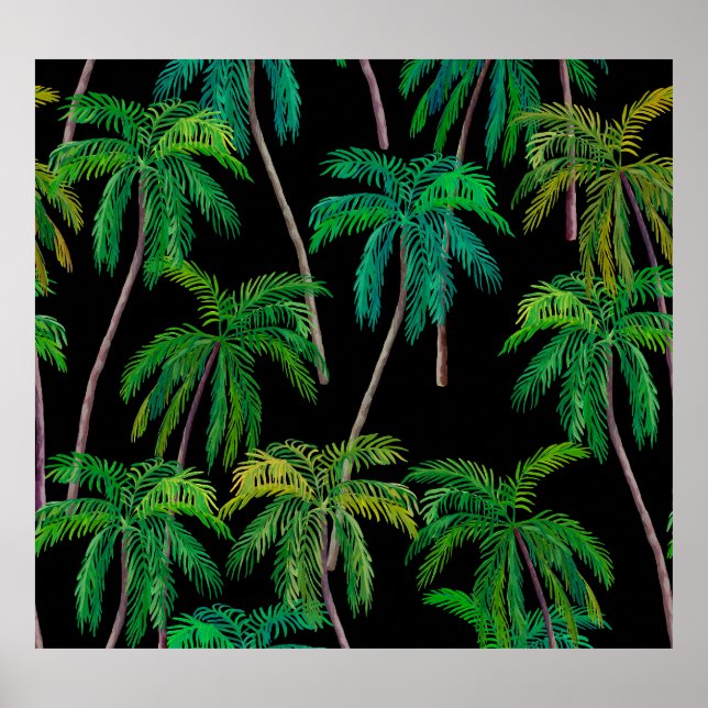 Affiche Palmiers : Motif d'été acrylique. (Devant)