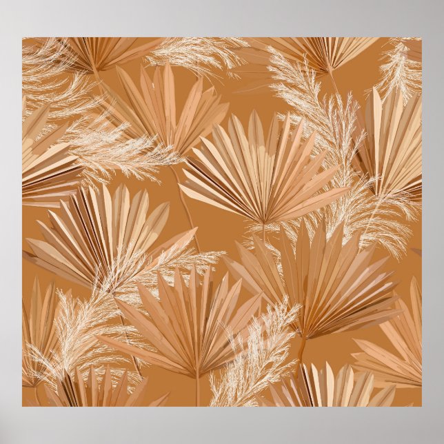 Affiche Palmiers secs tropicaux : bouho aquarelle. (Devant)