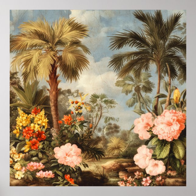 Affiche Palmiers Tropicaux Botaniques Vintage (Devant)