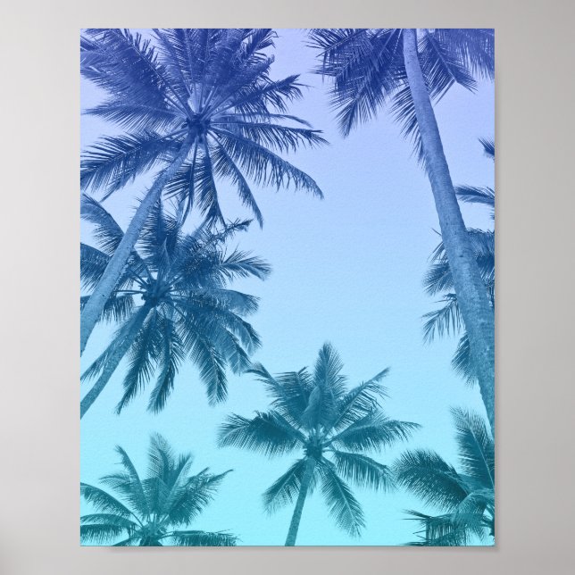Affiche Palmiers tropicaux Turquoise Gradient tendance (Devant)
