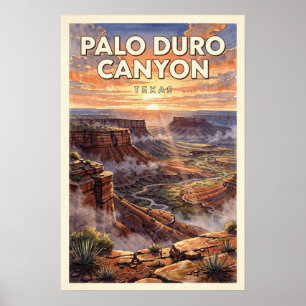 Affiche Palo Duro Canyon Texas Voyage Rétro