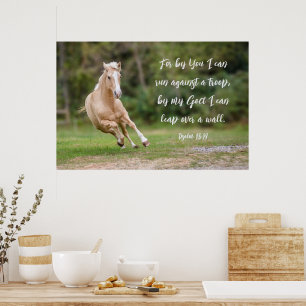 Affiche Palomino Horse Scripture Verse Courir contre une t