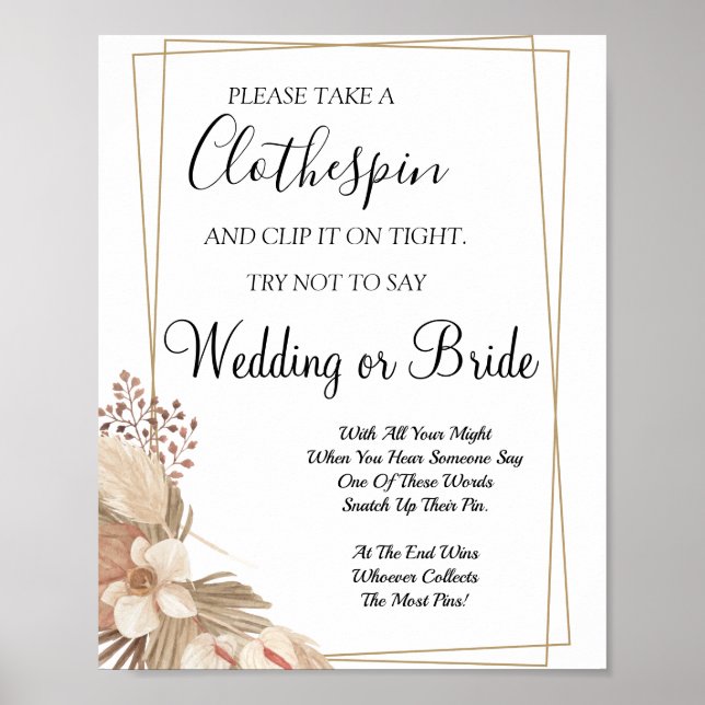 Affiche Pampa Grass Clothespin signe de jeu de douche nupt (Devant)