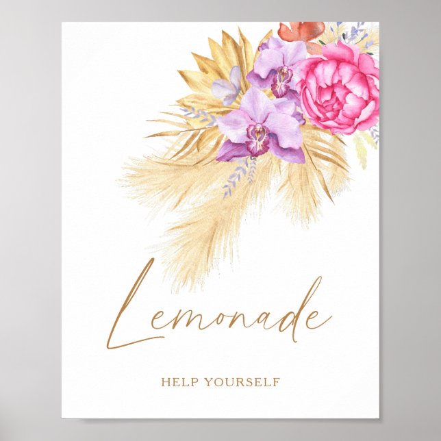 Affiche Pampas baby shower - Lemonade (Devant)