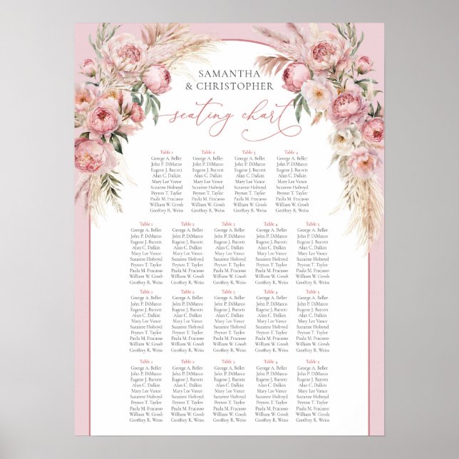 Affiche Pampas boho arch pampas pacé rose délicat (Devant)