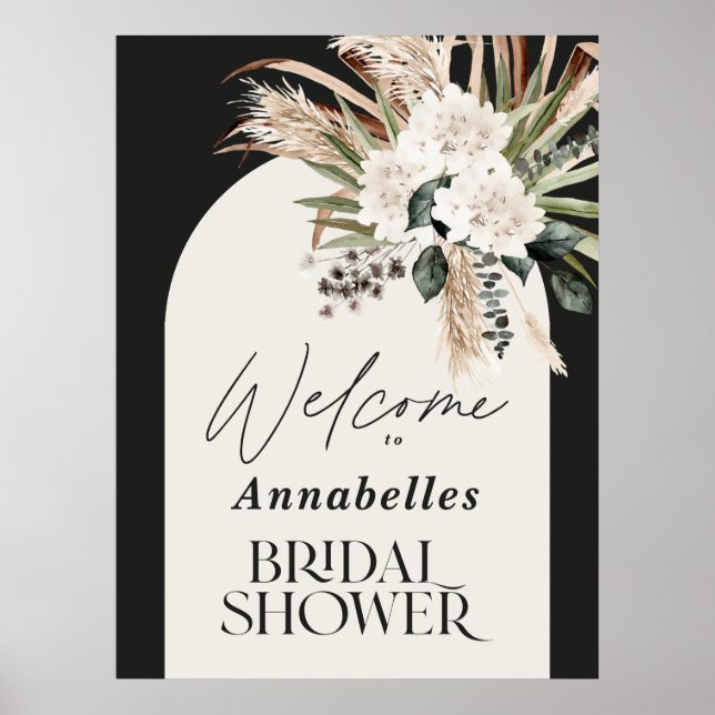Affiche Pampas douche nuptiale herbe moderne boho élégant (Devant)
