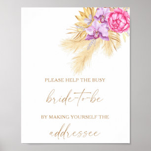 Affiche Pampas grass - aider la mariée occupée Adresse